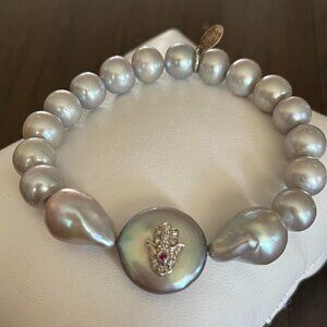silver pearl bracelet